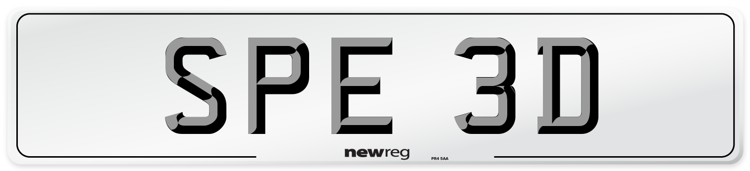 SPE 3D Number Plate from New Reg